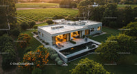 Modern Luxury Home Surrounded by Vineyard and Lush Greenery
