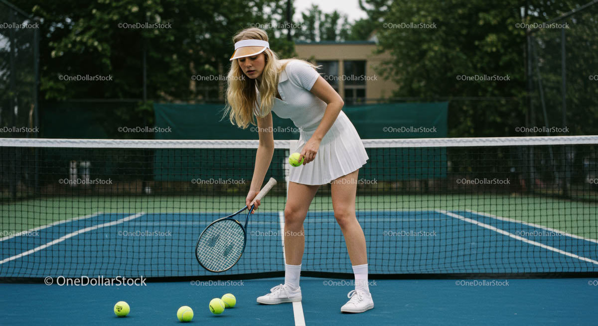Female Tennis Player Focused on the Court