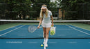 Female Tennis Player Practicing on Blue Court