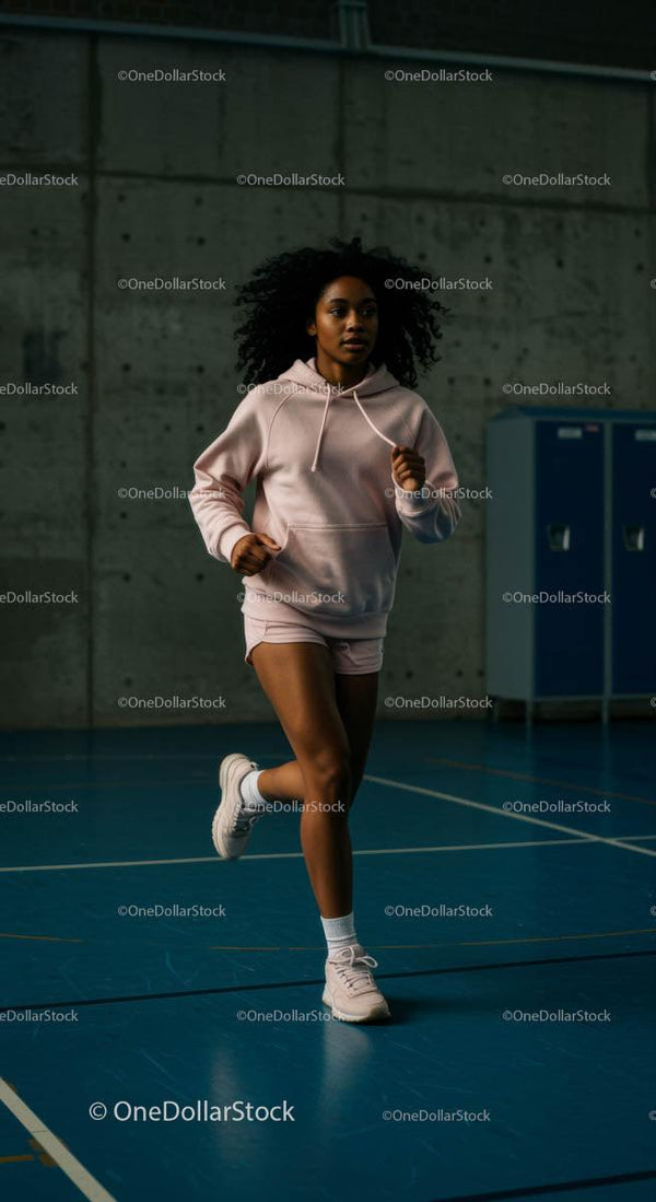 Woman Running in an Indoor Gym