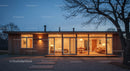 Modern Wooden House at Dusk with Warm Interior Light