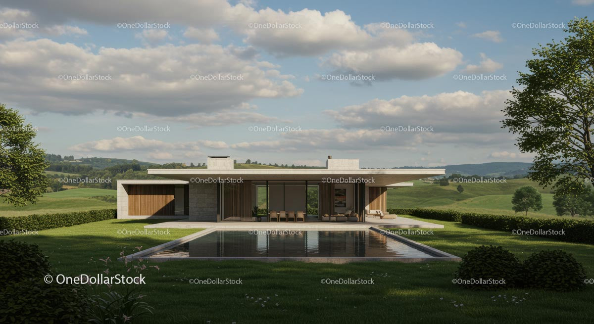 Modern Architectural House with Scenic Countryside View