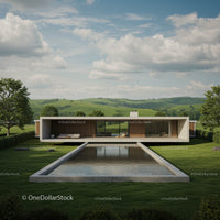 Modern Minimalist House with Pool in Green Countryside
