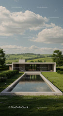 Modern Villa with Pool in Serene Countryside Landscape