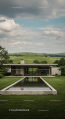 Modern Villa with Pool in Serene Countryside Landscape