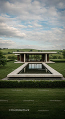 Modern Countryside House with Reflective Pool