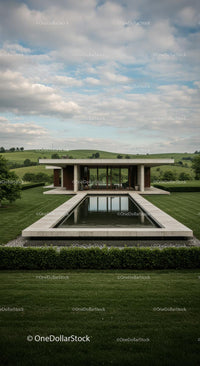 Modern Villa with Pool in Serene Countryside Landscape