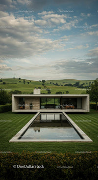 Modern Villa with Pool in Serene Countryside Landscape