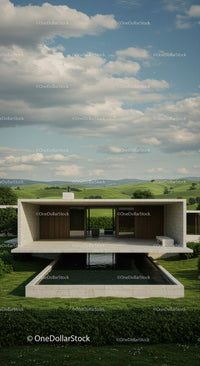 Modern Villa with Pool in Serene Countryside Landscape