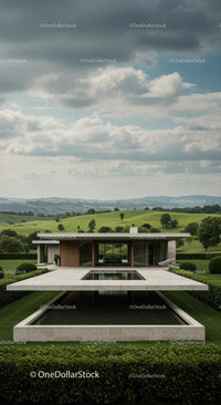 Modern Villa with Pool in Serene Countryside Landscape