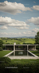 Modern Villa with Pool in Serene Countryside Landscape