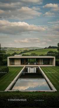 Modern Villa with Pool in Serene Countryside Landscape