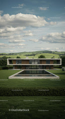 Modern Villa with Pool in Serene Countryside Landscape