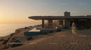 Modern Beach House with Infinity Pool at Sunset
