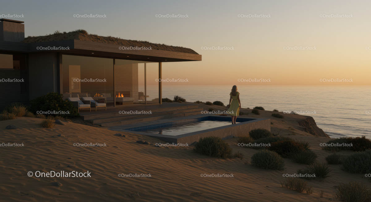Luxury Coastal Home at Sunset with Infinity Pool