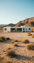 Modern Desert Home with Mountain View in Arid Landscape