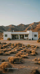 Modern Desert House with Mountain Backdrop