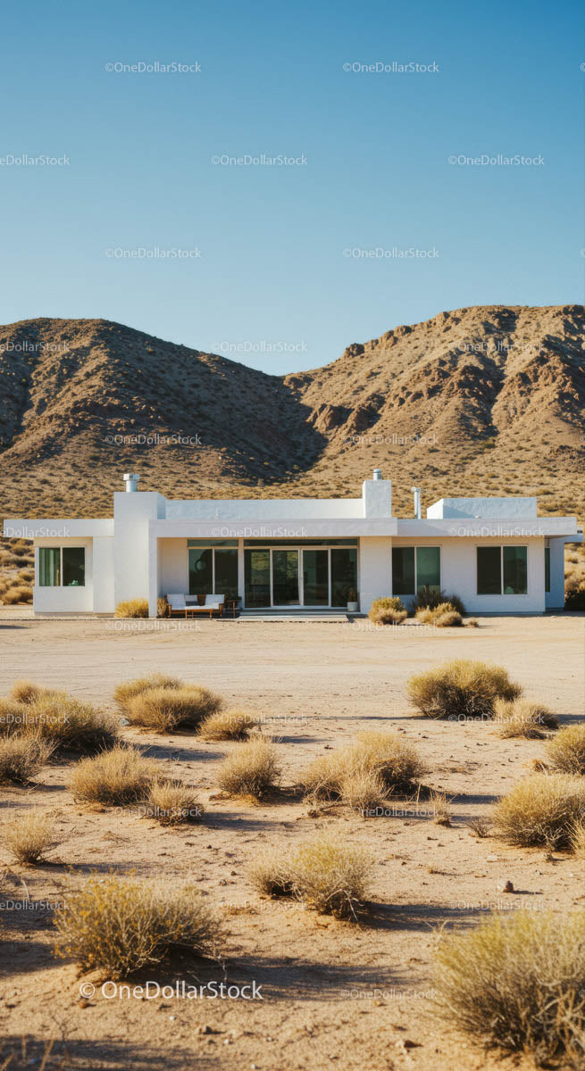 Modern House in the Tranquil Desert Landscape