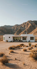 Modern White House in a Serene Desert Landscape