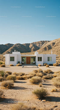 Modern White House in Desert Landscape