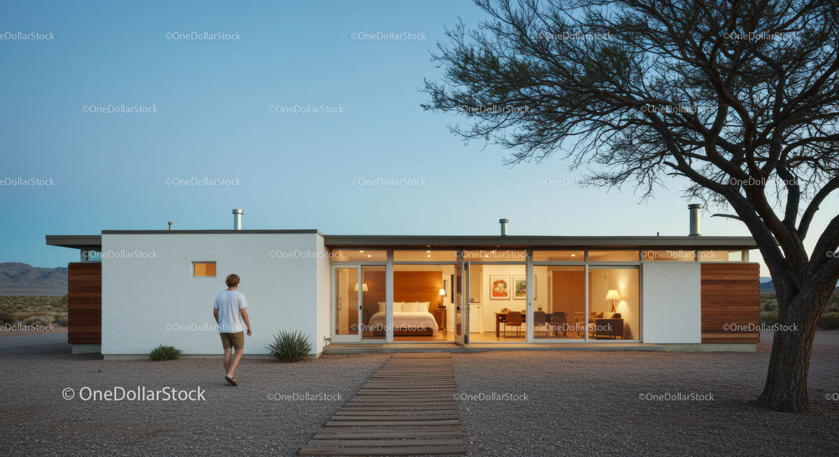 Modern Desert Home with Scenic Evening View