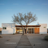 Modern Desert House with Minimalist Design and Tree