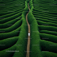 Solitary Path Through Verdant Tea Plantation