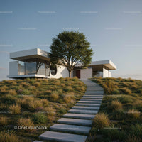 Modern Minimalist House with Green Landscape
