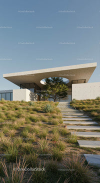 Modern Concrete House with Unique Rooftop Design
