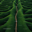Winding Path Through Lush Green Tea Plantation
