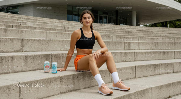 Athletic Woman Relaxing on Urban Steps in Sportswear