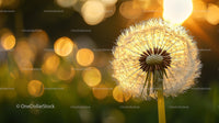 Backlit Dandelion at Golden Hour with Warm Sunset Bokeh