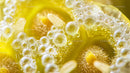 Macro Shot of Delicate Bubbles on Yellow Background