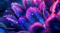 Vivid Purple Petals with Dewdrops in Macro View
