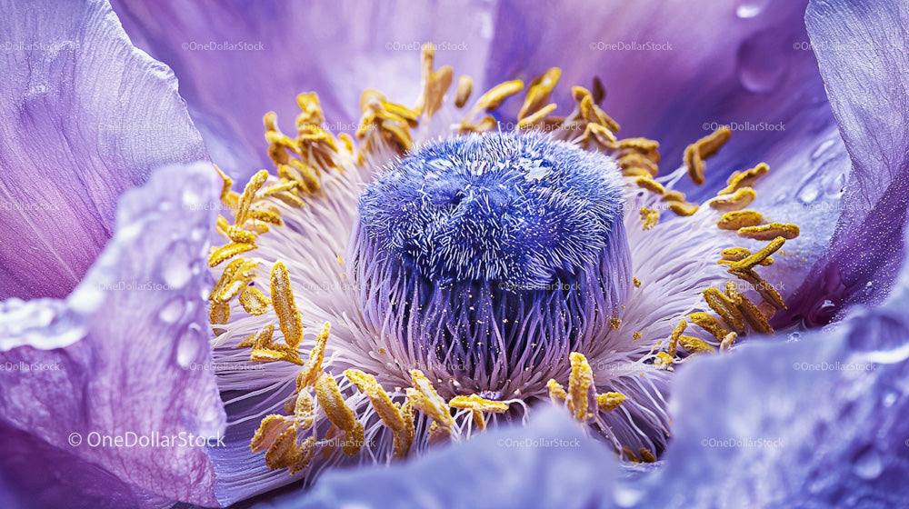 Stunning Purple Flower Macro with Yellow Stamens