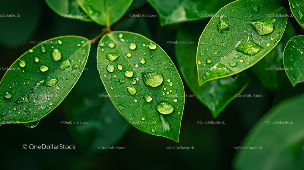 Close-Up of Dew-Kissed Green Leaves