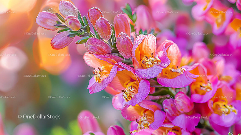 Vibrant Pink and Orange Blossoms in Full Bloom