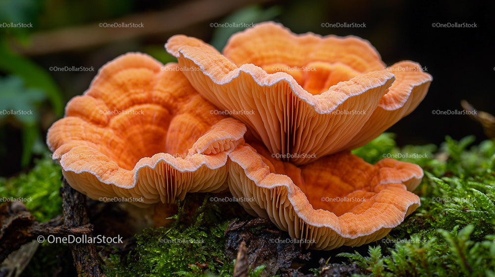 Close-Up of Vibrant Orange Mushrooms on Forest Floor