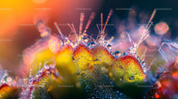 Macro Image of Dew-Covered Colorful Plant