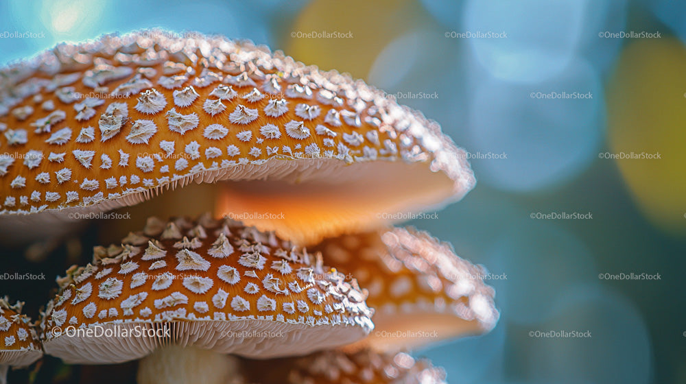 Close-Up of Fly Agaric Mushrooms in Forest Setting