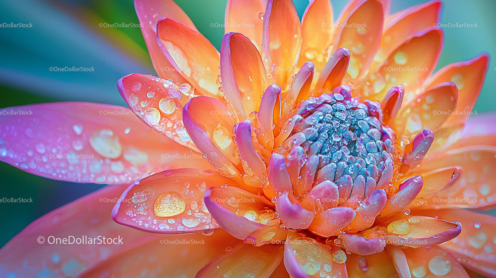 Vibrant Orange Dahlia with Water Droplets in Macro View
