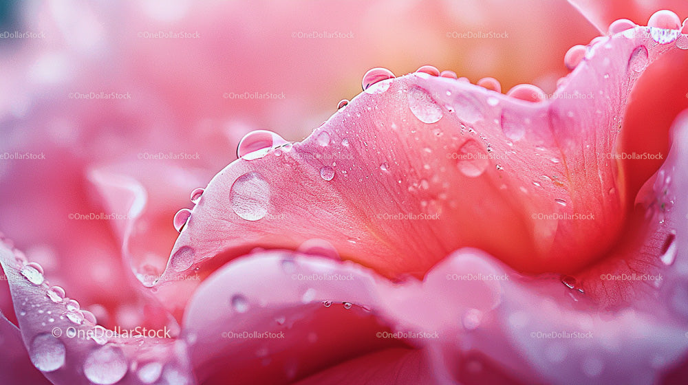 Close-Up of Pink Petals with Dew Drops
