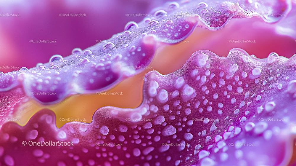 Macro View of Vibrant Pink Flower Petals with Water Droplets