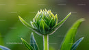 Close-Up of Vibrant Green Plant Bud in Natural Setting