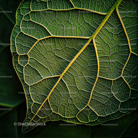 Detailed Closeup of Green Leaf Veins and Structure