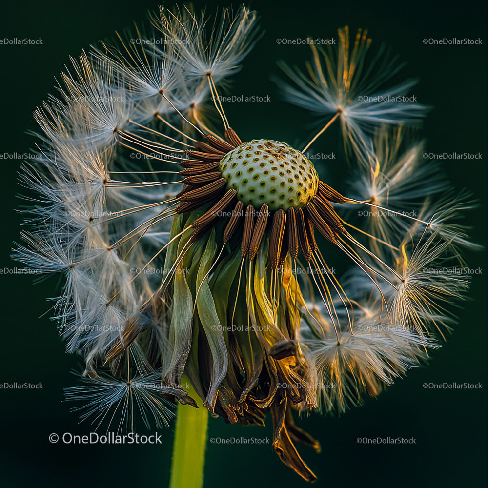 Macro Close-up of a Dandelion Seed Head in Nature