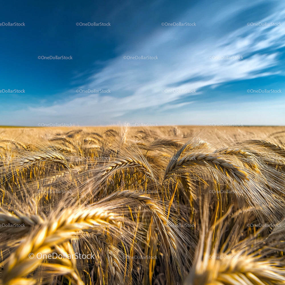 Golden Wheat Field Under a Clear Blue Sky