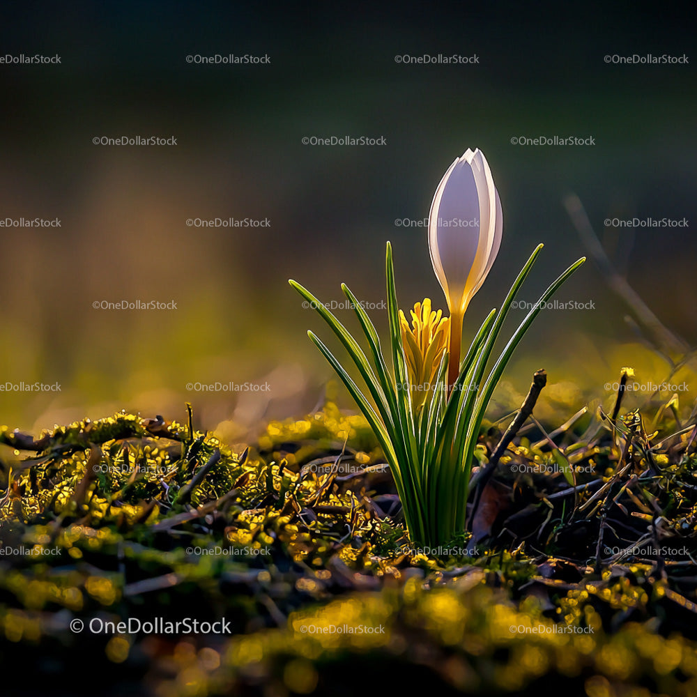 Crocus Flower Blooming in Sunlit Garden