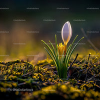 Crocus Flower Blooming in Sunlit Garden