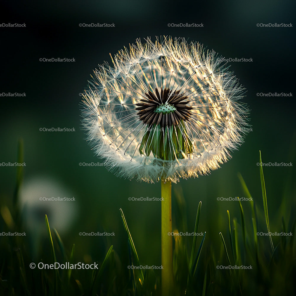 Close-Up of Dandelion Seed Head in Evening Light